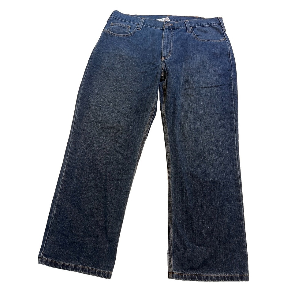 Carhartt 101483-968 Holter Relaxed Fit Jeans 38x28 Dark Blue Work Denim